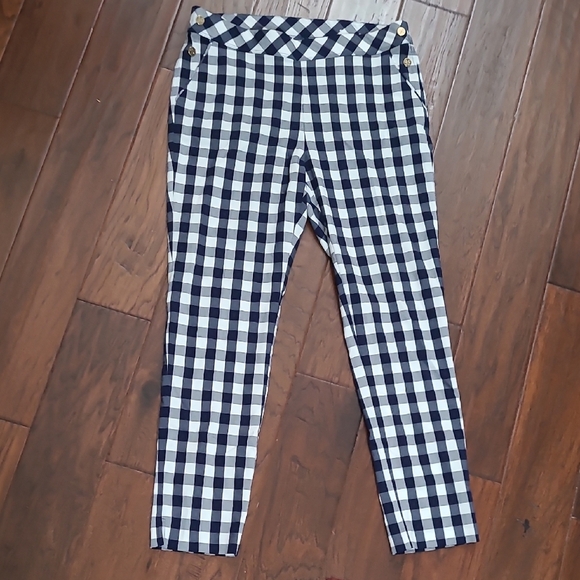 Rafaella Navy Blue & White Checkered Plaid Pullon Pants size 12 - Picture 1 of 9